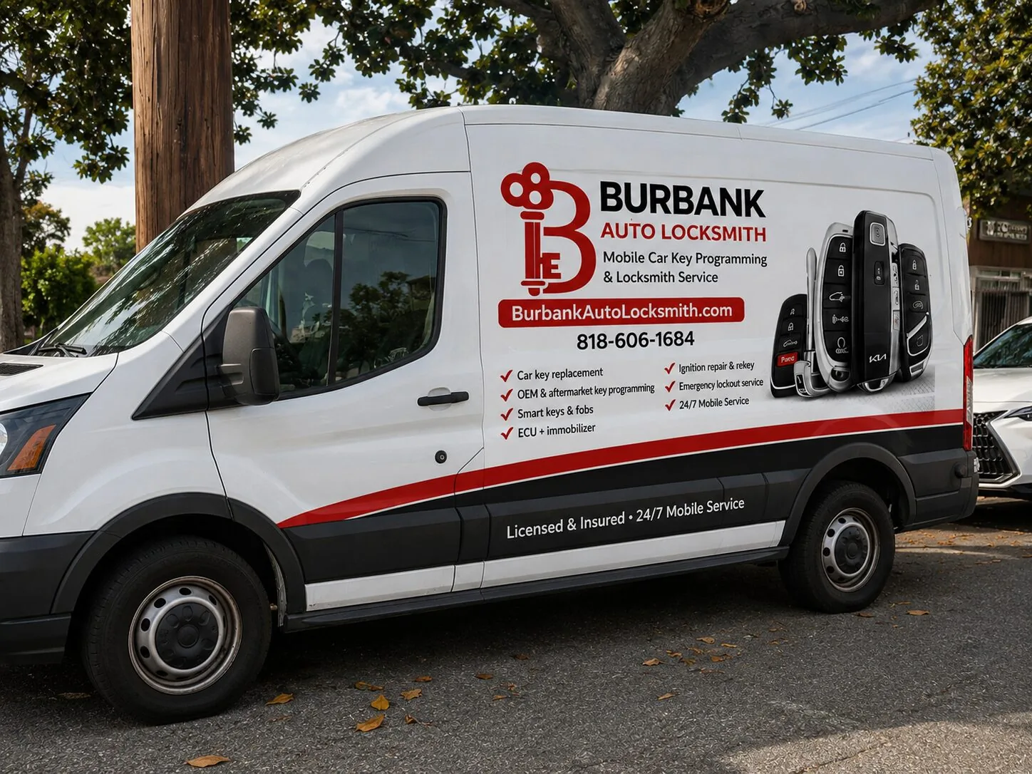 Burbank Auto Locksmith branded Ford Transit mobile locksmith van